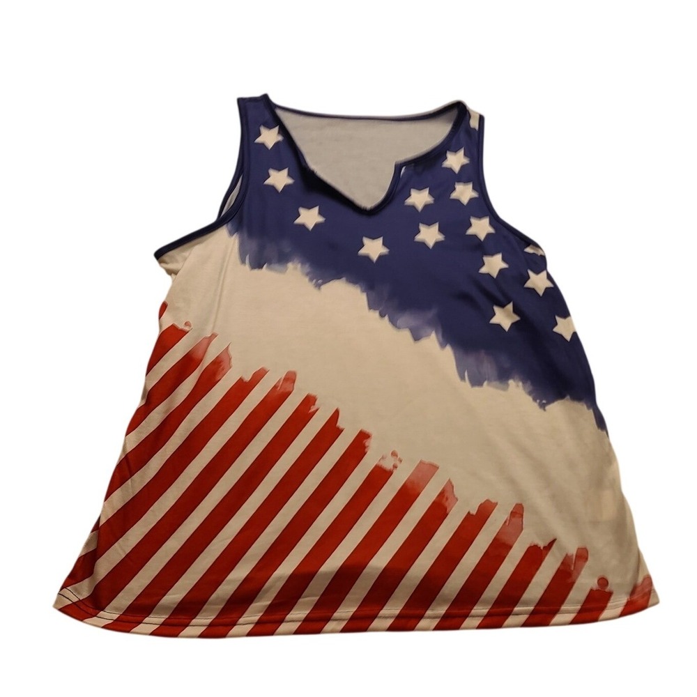 Patriotic American Flag Stars and Stripes Women's VNeck Tank Top Red White Blue
